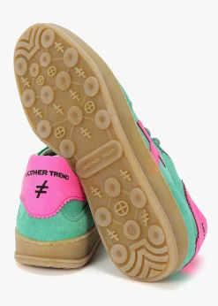 Green Suede & Metallic Leather Trainers