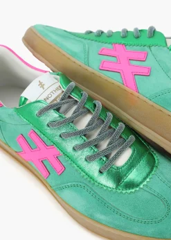 Green Suede & Metallic Leather Trainers