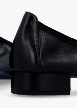 Gretschen Black Leather Patent Toe Cap Ballerina Pumps