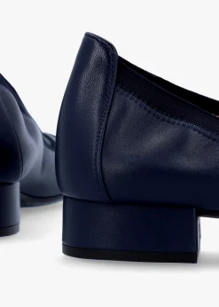 Gretschen Navy Leather Patent Toe Cap Ballerina Pumps
