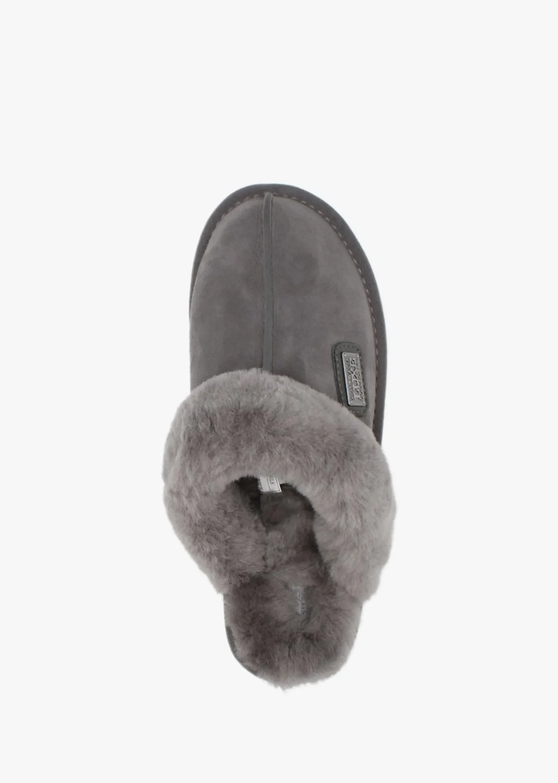 Grey Double-Face Sheepskin Closed Mule Slippers