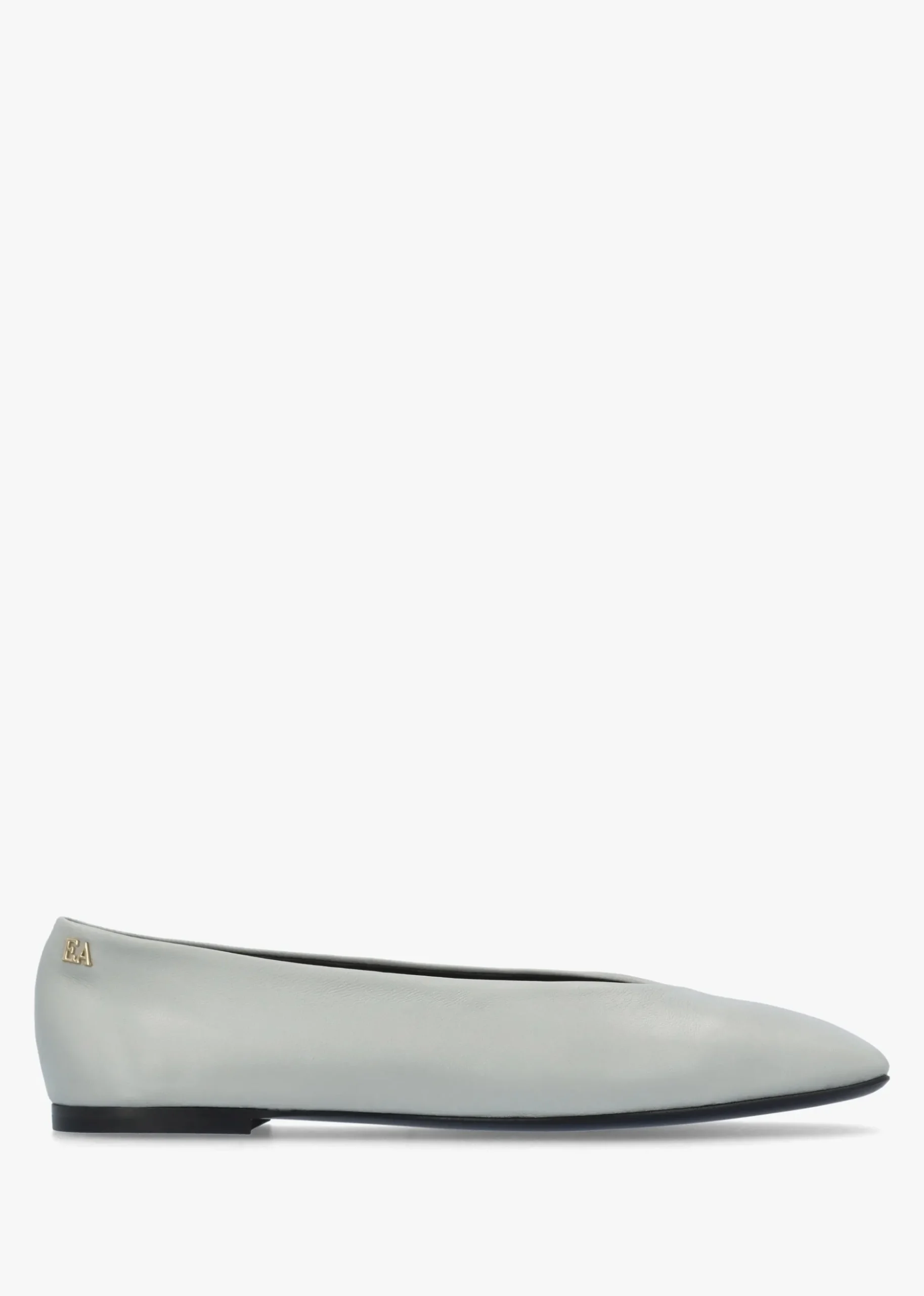 Grey Leather Square Toe Ballet Pumps