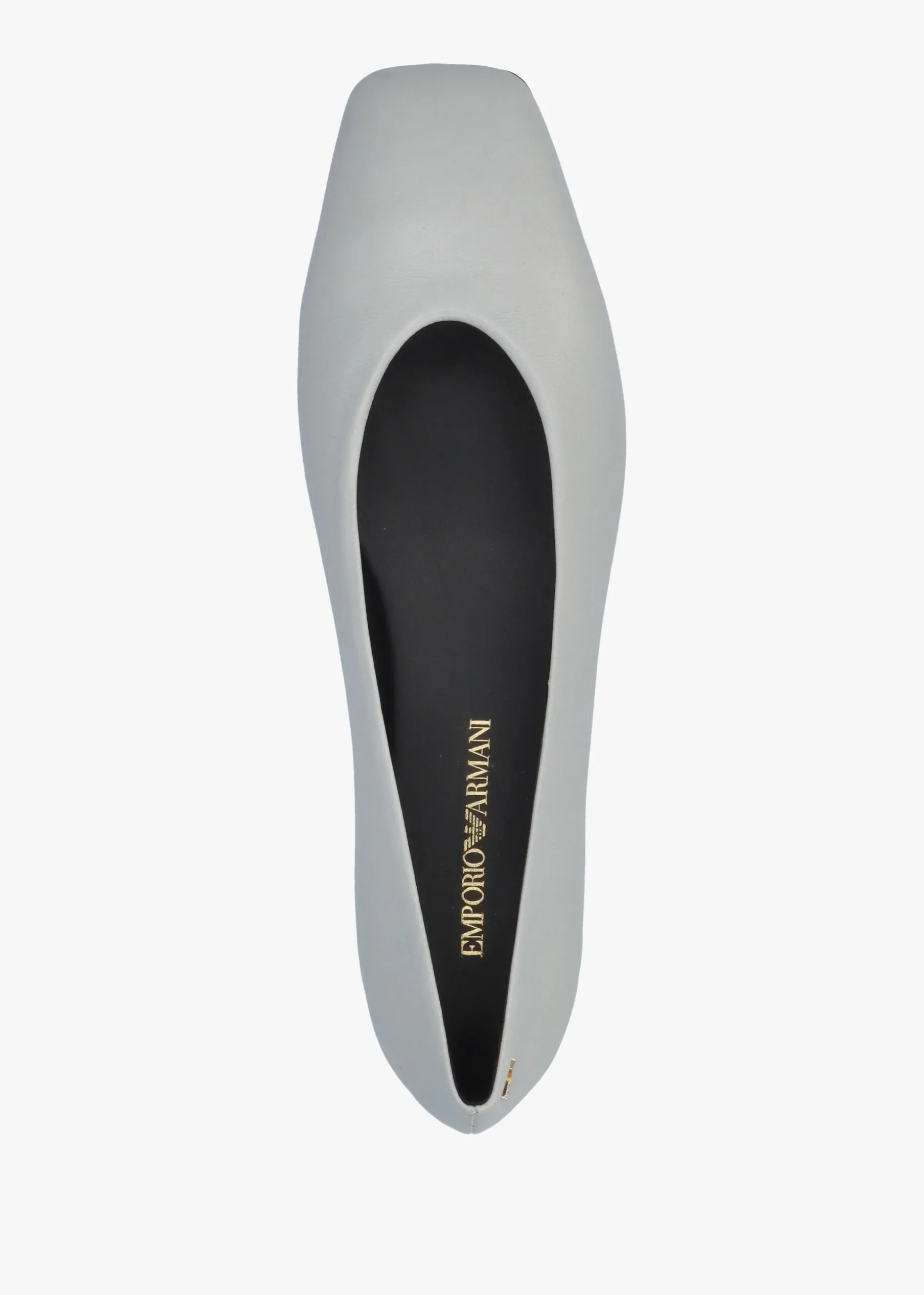 Grey Leather Square Toe Ballet Pumps