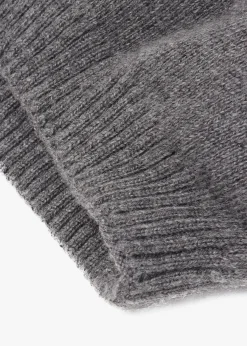 Grey Slouchy Knitted Pom Pom Hat