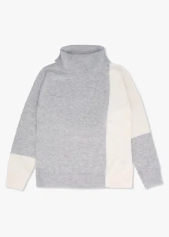Grey Wool Mix Roll Neck Knitted Jumper