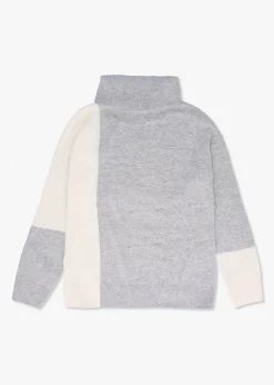 Grey Wool Mix Roll Neck Knitted Jumper