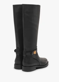 Hallee Black Leather Knee Boots