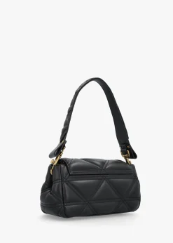 Hazel Medium Quilted Black Leather Shoulder Bag