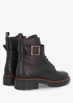 Heidi Black Pebbled Leather Camando Ankle Boots