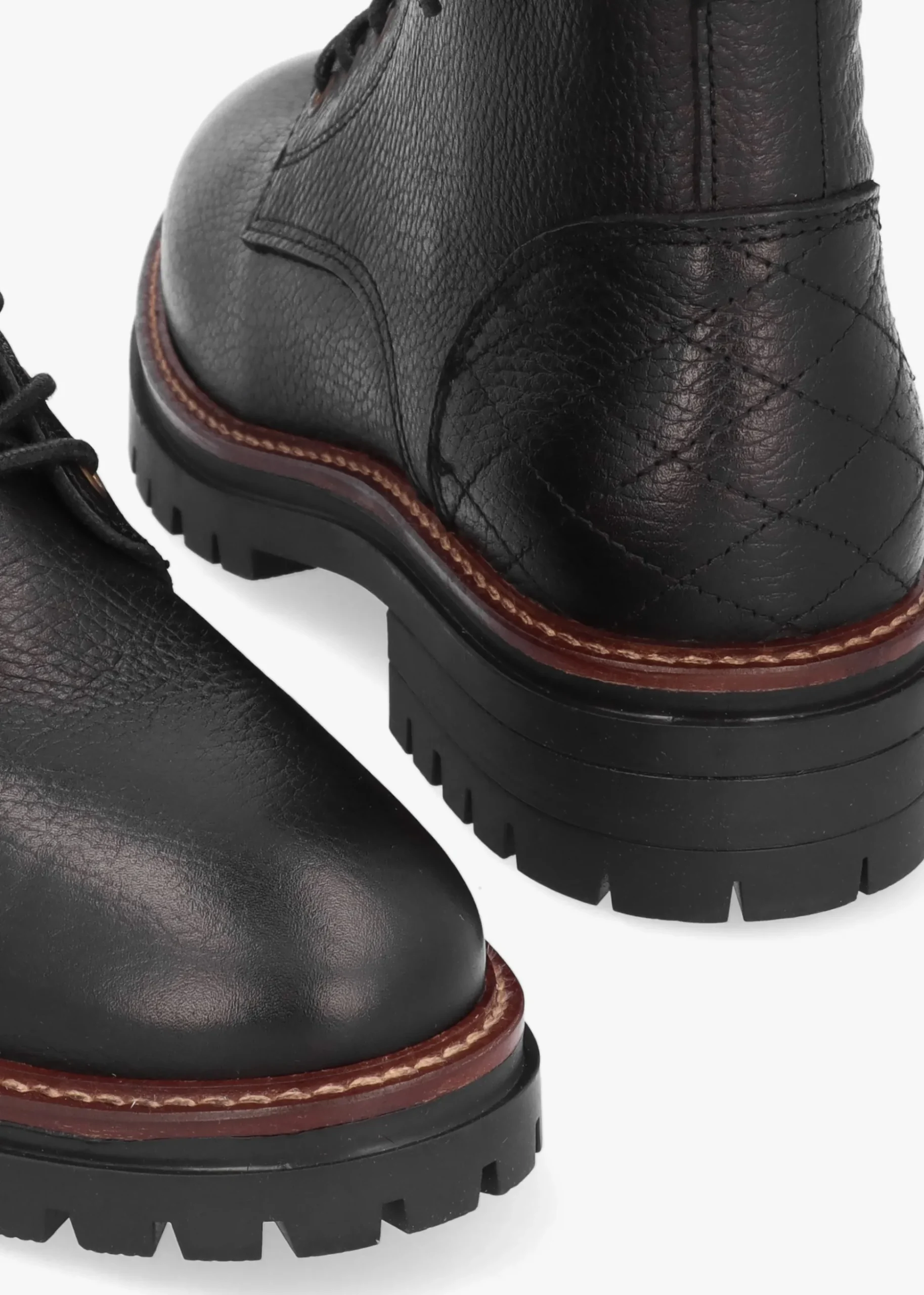 Heidi Black Pebbled Leather Camando Ankle Boots