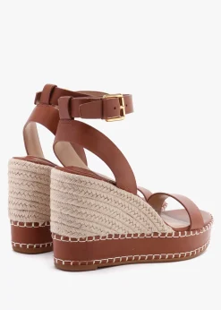 Hilarie Polo Tan Leather Wedge Espadrilles