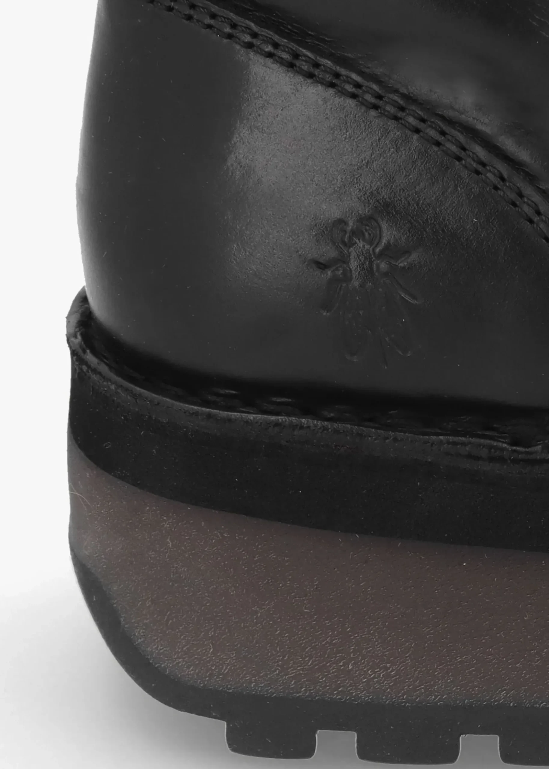 Hole Black Leather Low Wedge Ankle Boots