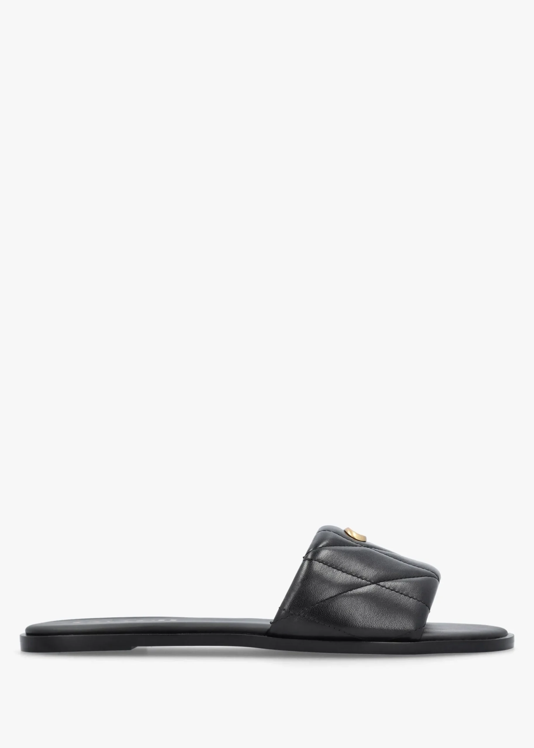 Holly Quilted Black Leather Flat Mules