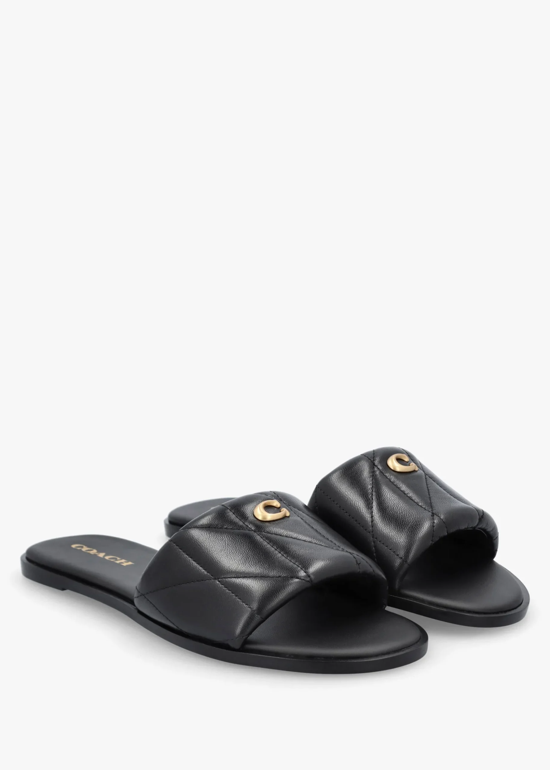 Holly Quilted Black Leather Flat Mules