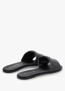 Holly Quilted Black Leather Flat Mules