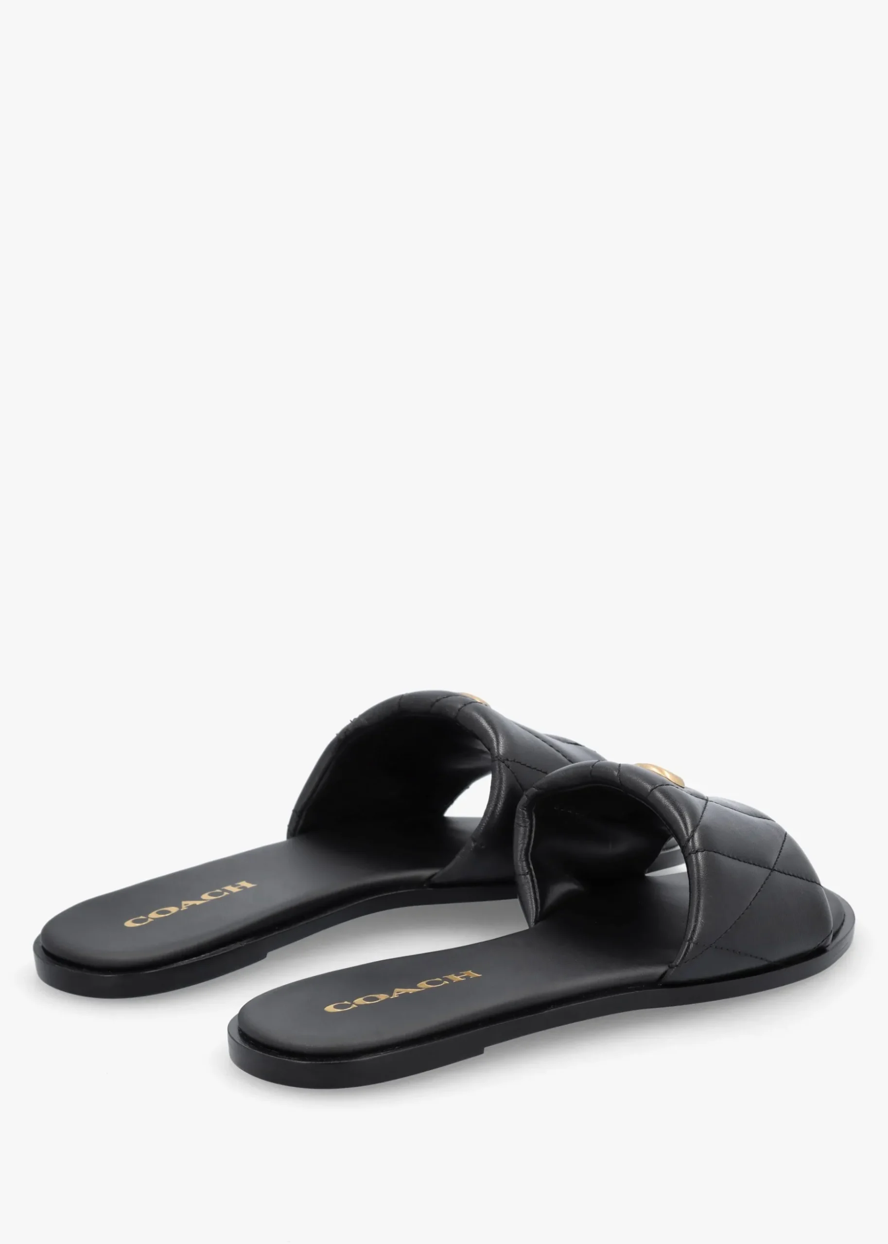 Holly Quilted Black Leather Flat Mules