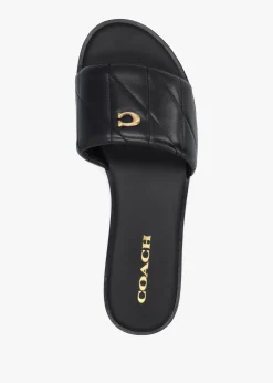Holly Quilted Black Leather Flat Mules