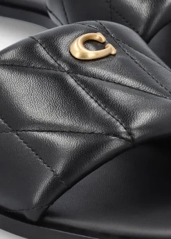 Holly Quilted Black Leather Flat Mules