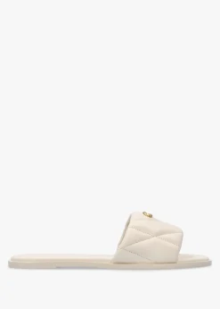 Holly Quilted Chalk Leather Flat Mules
