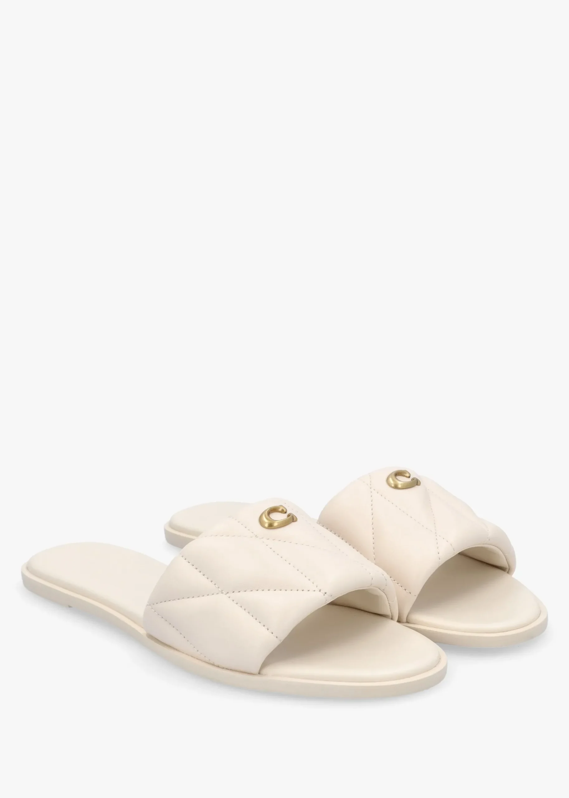 Holly Quilted Chalk Leather Flat Mules