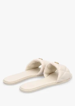 Holly Quilted Chalk Leather Flat Mules