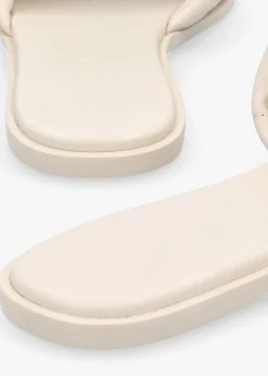Holly Quilted Chalk Leather Flat Mules