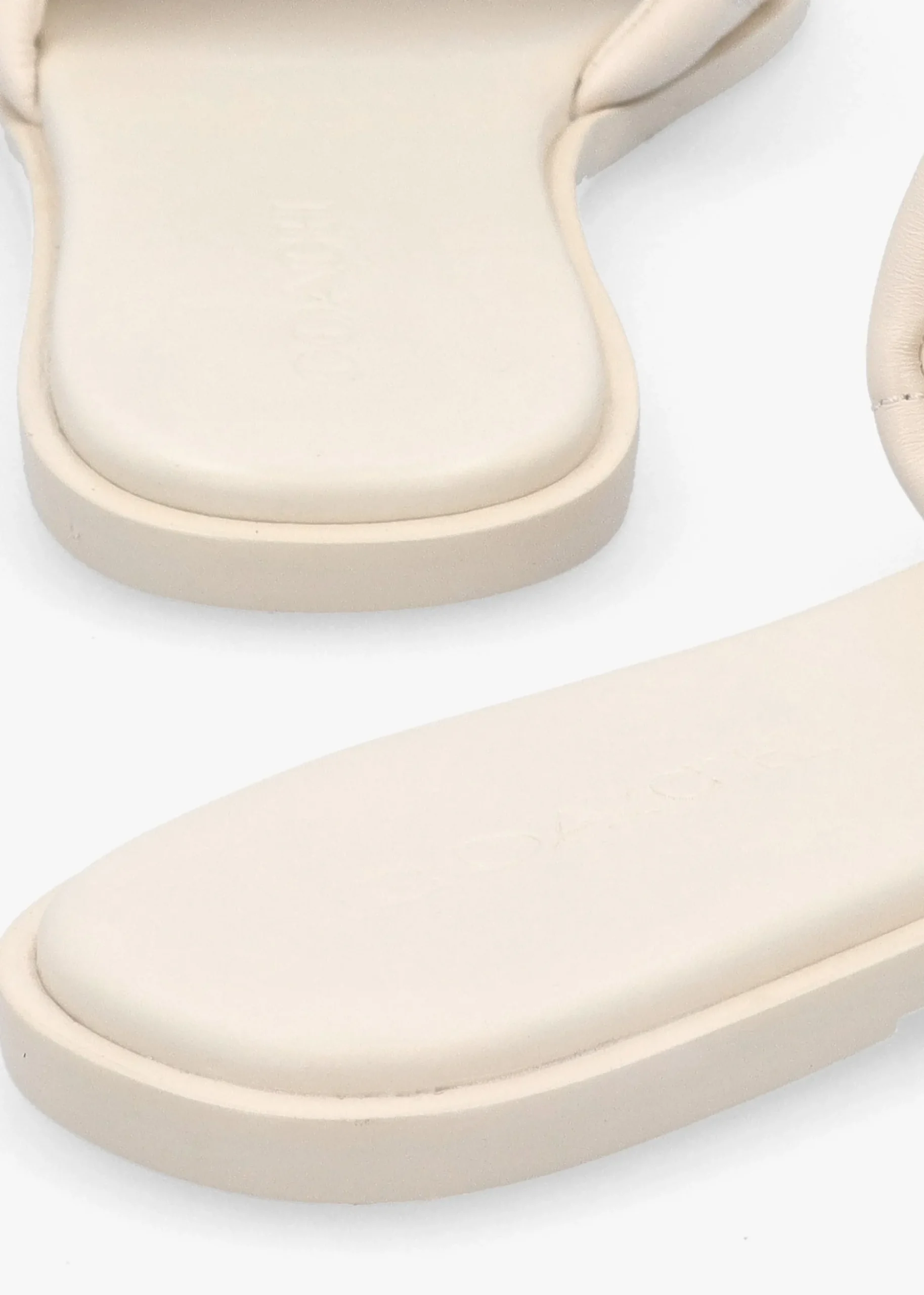 Holly Quilted Chalk Leather Flat Mules
