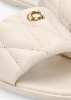 Holly Quilted Chalk Leather Flat Mules