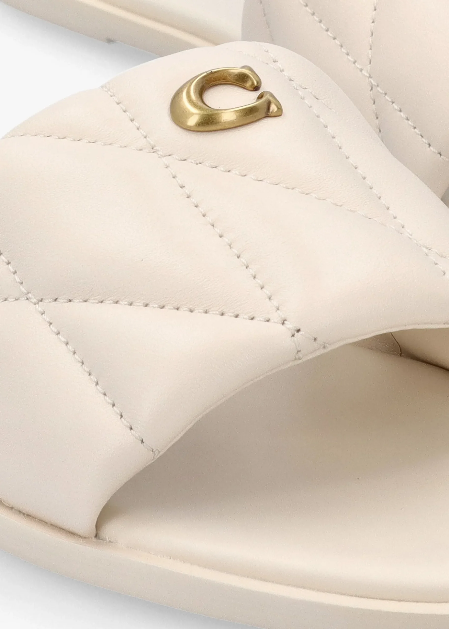 Holly Quilted Chalk Leather Flat Mules