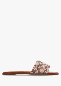 Holly Signature Textile Jacquard Cocoa Burnished Amber Flat Mules
