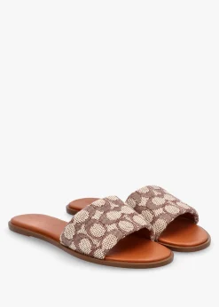 Holly Signature Textile Jacquard Cocoa Burnished Amber Flat Mules