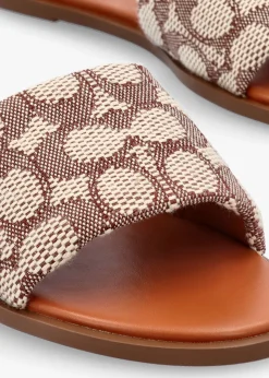 Holly Signature Textile Jacquard Cocoa Burnished Amber Flat Mules