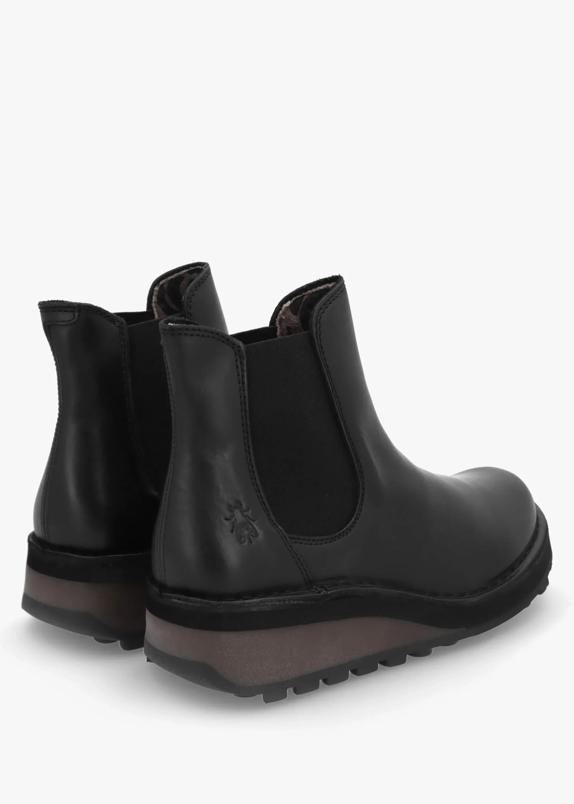 Huud Black Leather Low Wedge Chelsea Boots