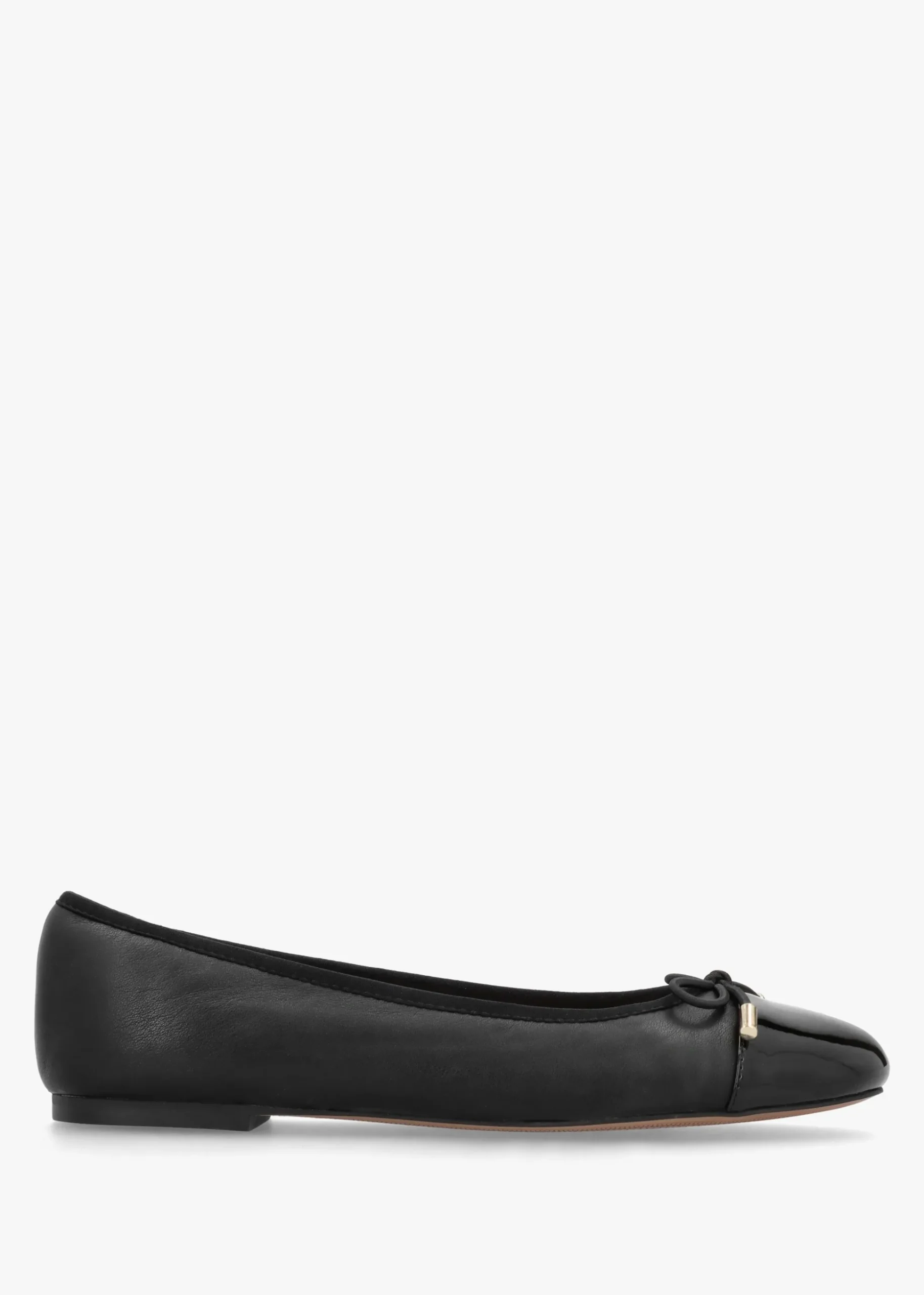 Iball Black Leather Patent Toe Cap Ballet Pumps