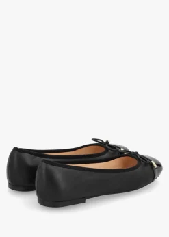 Iball Black Leather Patent Toe Cap Ballet Pumps