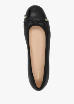 Iball Black Leather Patent Toe Cap Ballet Pumps