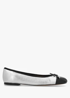 Iball Silver Leather Patent Toe Cap Ballet Pumps