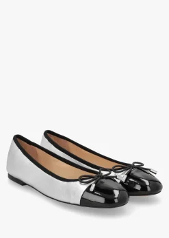 Iball Silver Leather Patent Toe Cap Ballet Pumps
