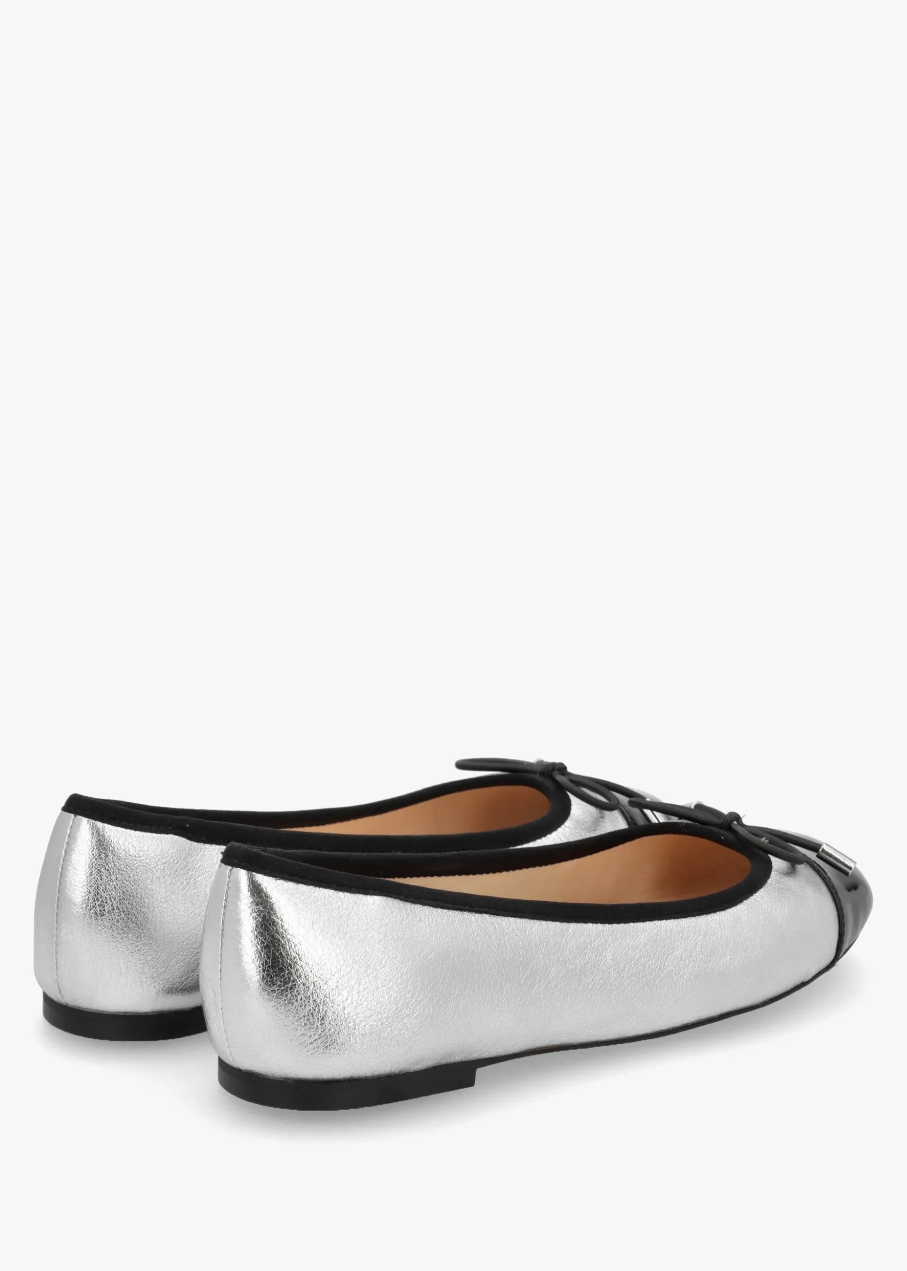 Iball Silver Leather Patent Toe Cap Ballet Pumps