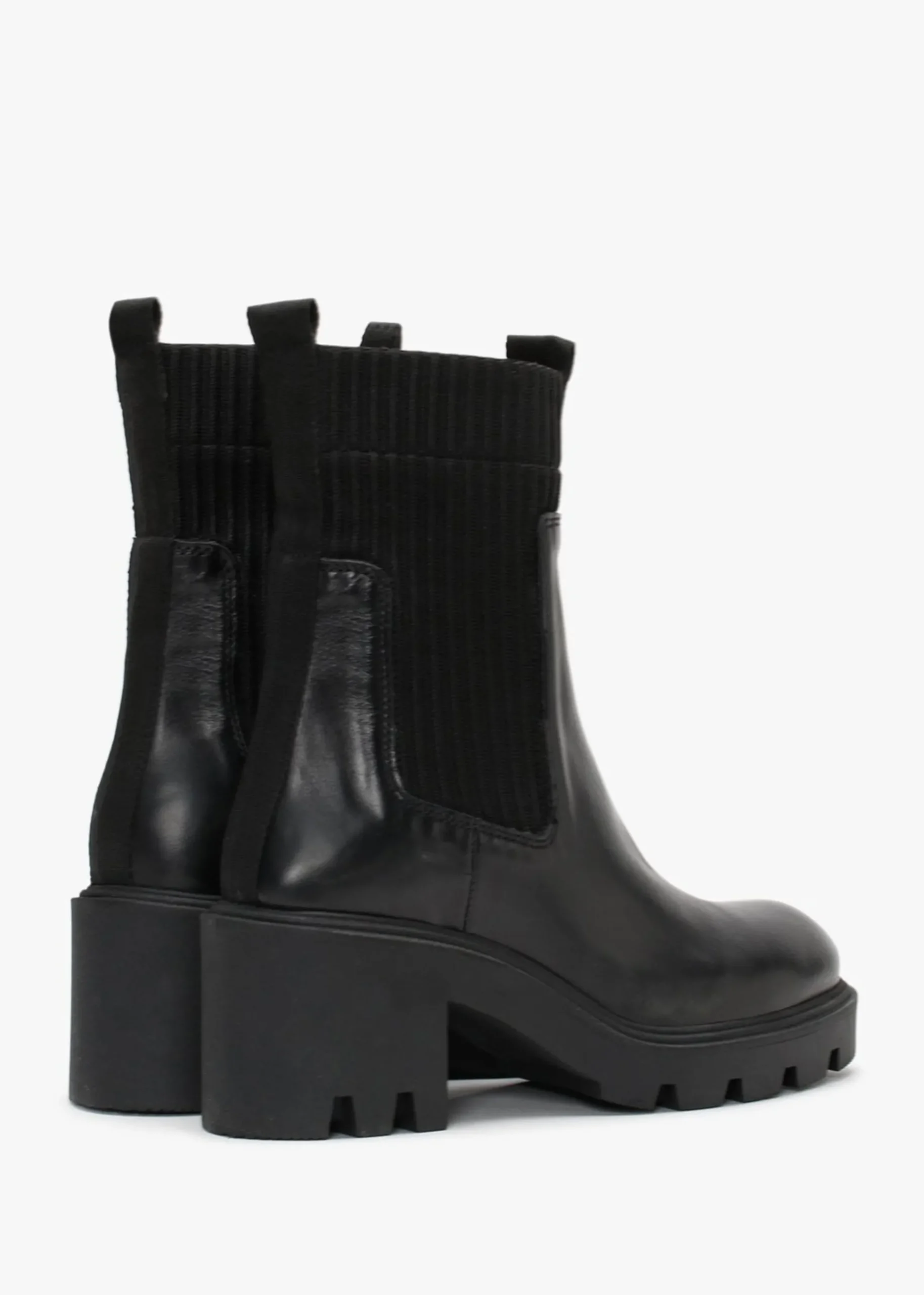 Ibby Black Leather Block Heel Chelsea Boots