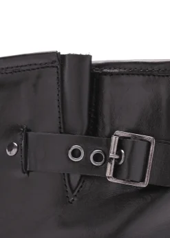 Ibike Black Leather Chunky Biker Boots
