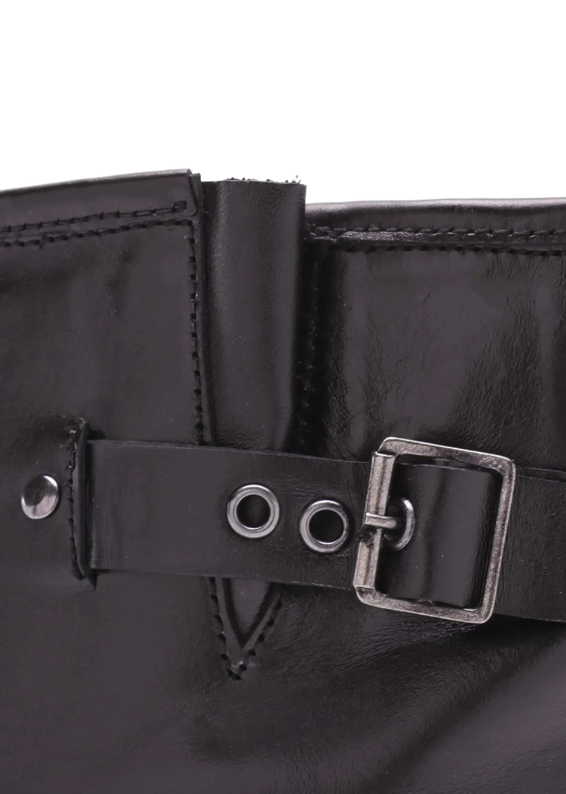 Ibike Black Leather Chunky Biker Boots