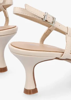 Icamila Cream Diamante Mid Heel Sling Backs