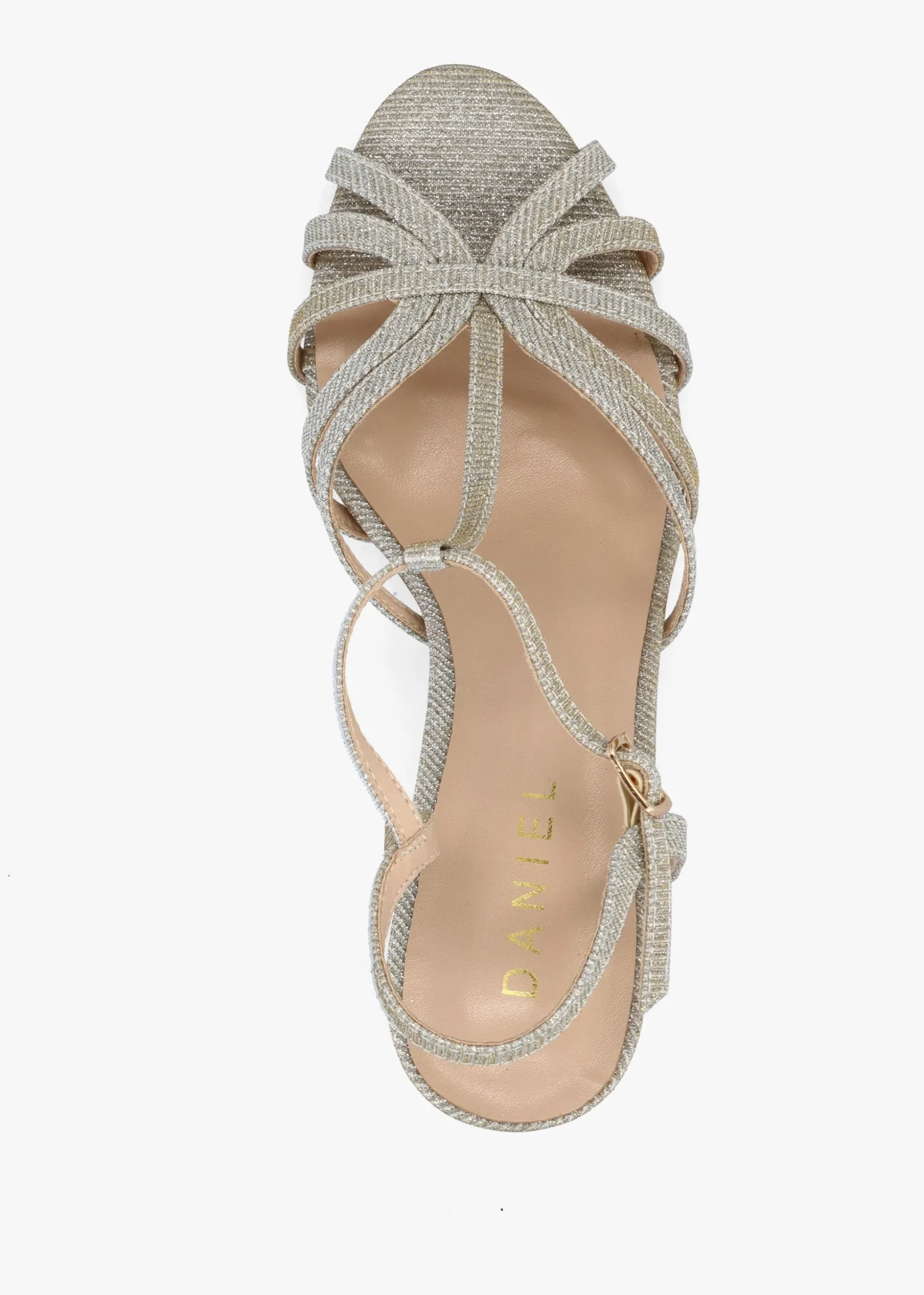 Iceline Gold Metallic T Bar Block Heel Sandals