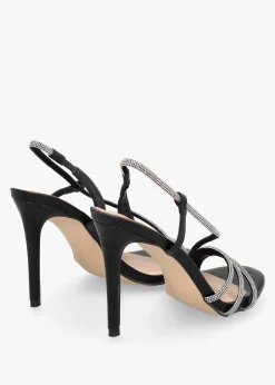 Ichelly Black Diamante Strap High Heel Sandals