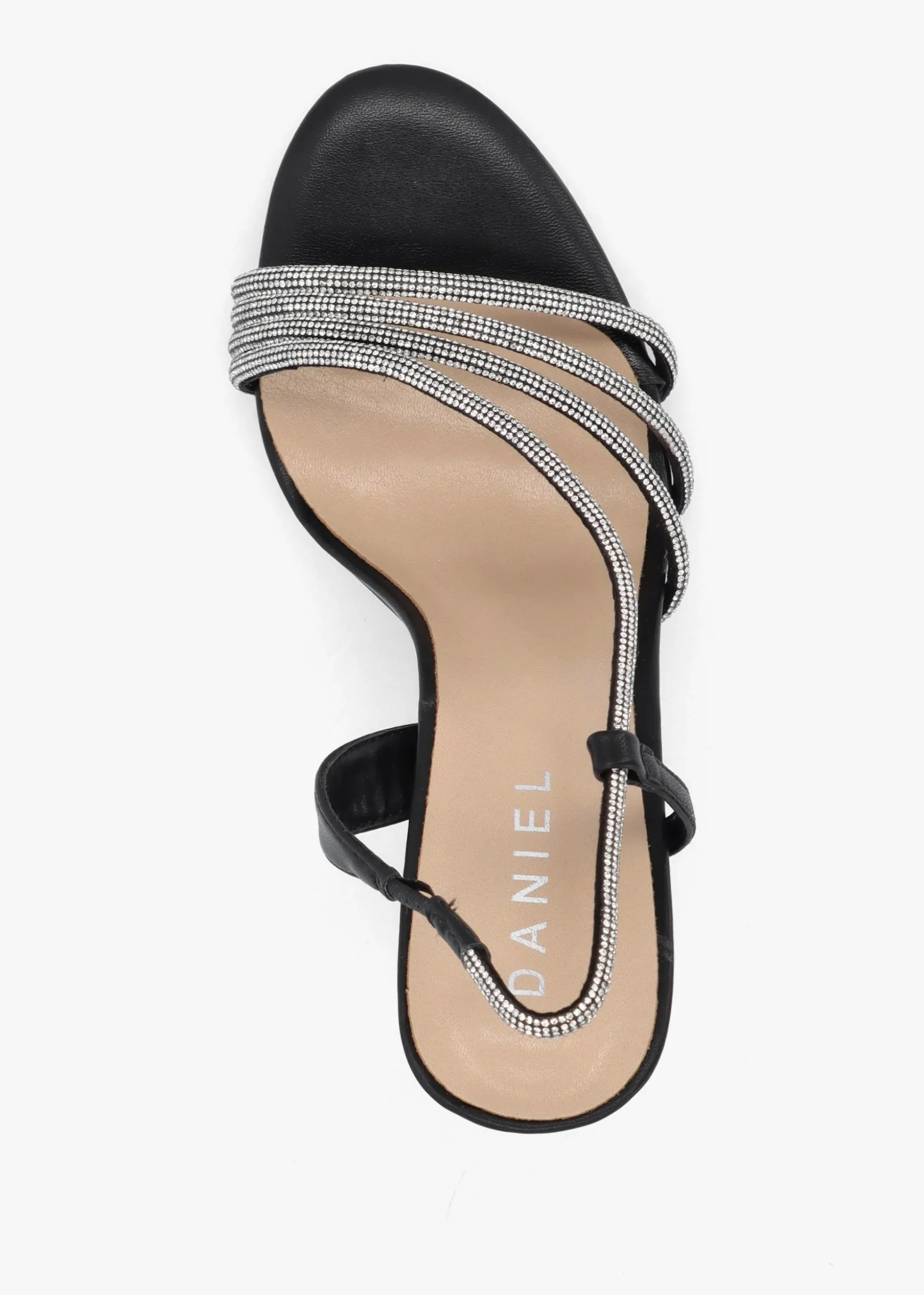 Ichelly Black Diamante Strap High Heel Sandals