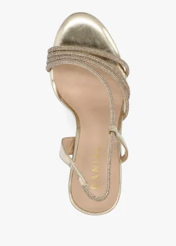 Ichelly Gold Metallic Diamante Strap High Heel Sandals