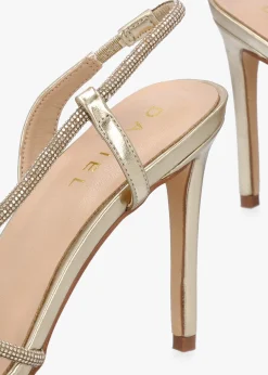 Ichelly Gold Metallic Diamante Strap High Heel Sandals