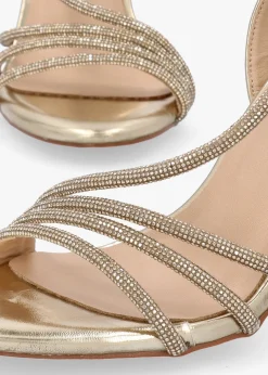 Ichelly Gold Metallic Diamante Strap High Heel Sandals