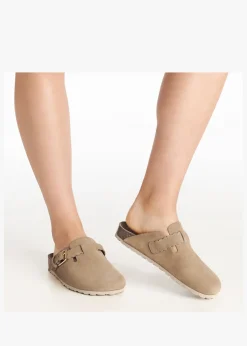 Iclog Beige Suede Clogs